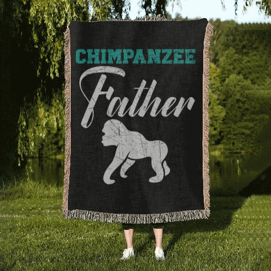 Chimpanzee Father Monkey Wildlife Animal Zookeeper Woven Blankets