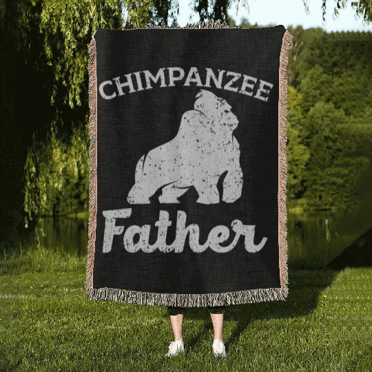 Chimpanzee Father Monkey Wildlife Animal Zookeeper Woven Blankets