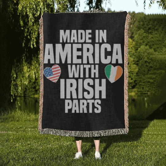 MADE IN AMERICA WITH IRISH PARTS Woven Blankets