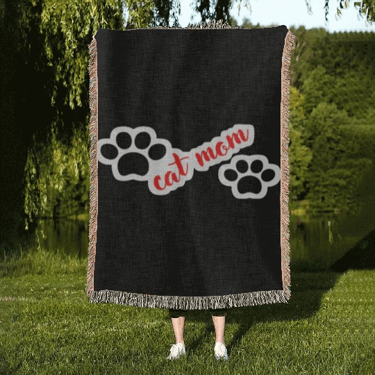 Cat Mom Funny design Classic Woven Blankets