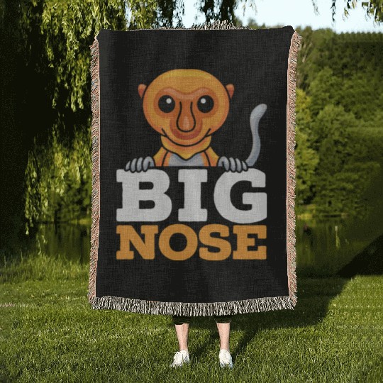 Big Nose Proboscis Monkey Ape Wildlife Zookeeper Woven Blankets