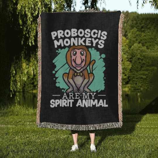 Proboscis Monkeys Are My Spirit Animal Zookeeper Woven Blankets