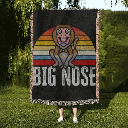 Big Nose Proboscis Monkey Ape Wildlife Zookeeper Woven Blankets