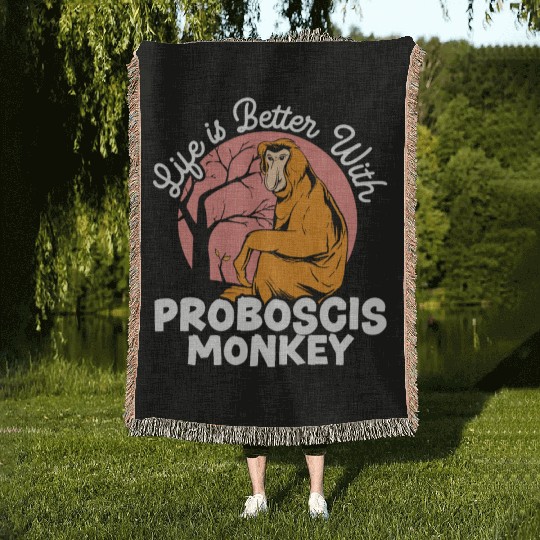Life Is Better With Proboscis Monkey Ape Zookeeper Woven Blankets
