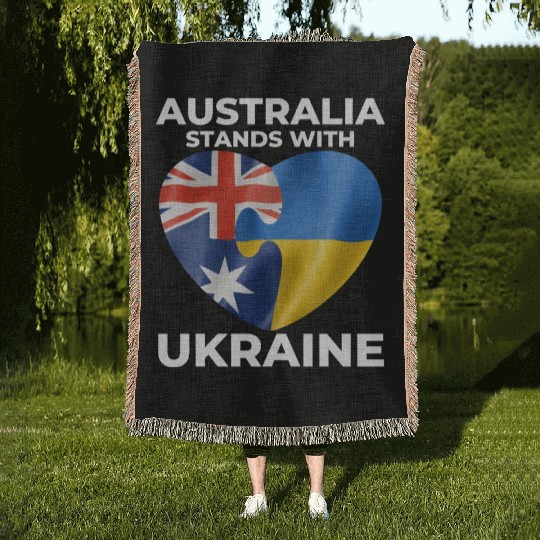 Australia stands with Ukraine Woven Blankets