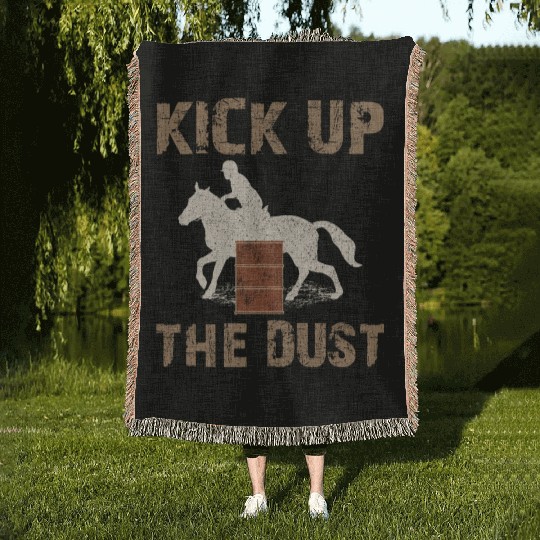 Barrel Racer Rodeo Racing Horse Riding Race Funny Woven Blankets