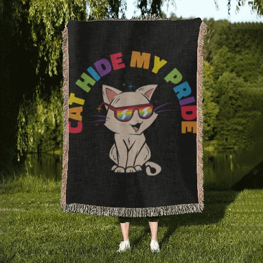 Cat Hide my Pride LGBT Cats and Women Woven Blankets