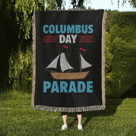 Columbus Day Parade Christopher Columbus Navigator Woven Blankets