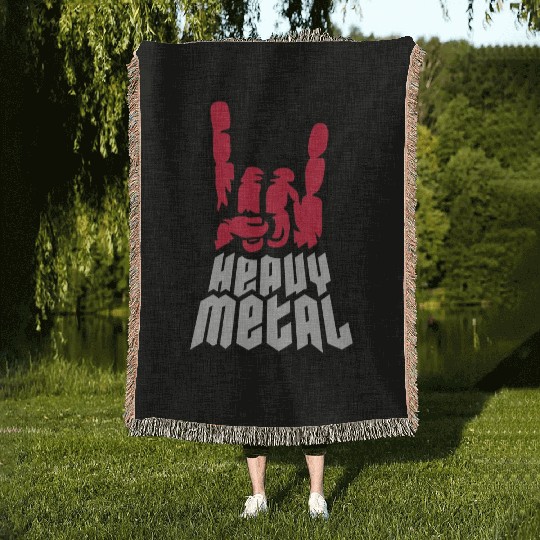 Heavy metal logo hand Woven Blankets