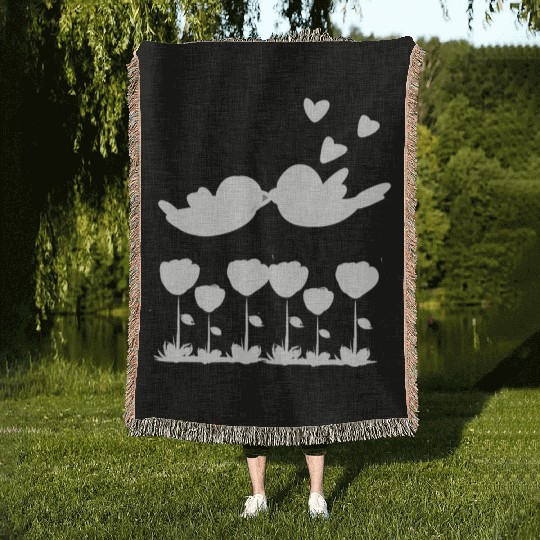 love bird animals nature flowers Woven Blankets