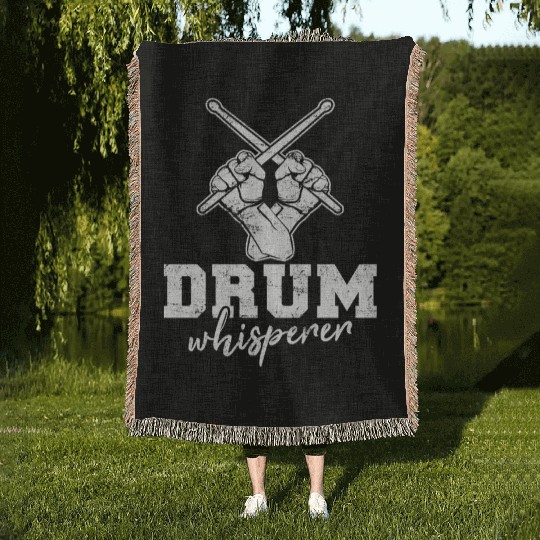 Drum Whisperer Funny Drummer Percussion Drums Band Woven Blankets