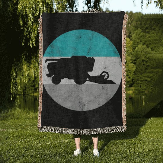 Farming Combine Harvester Woven Blankets