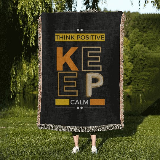 Black Yellow Great Things think positive keepcalm Woven Blankets