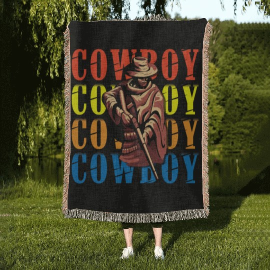 Cowboy Marksman Sheriff Star Wild West Woven Blankets