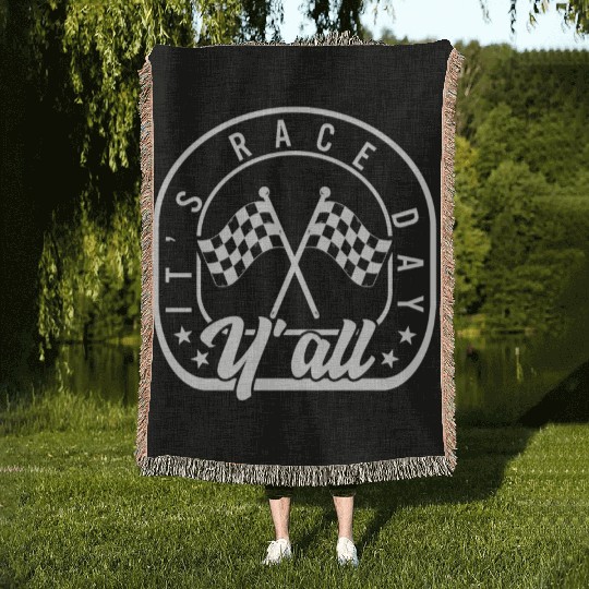 It's Race Day Y'all Woven Blankets, Race Day Checkered