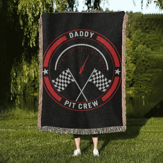 Daddy Pit Crew Woven Blankets, Father's Day Gift Race Day