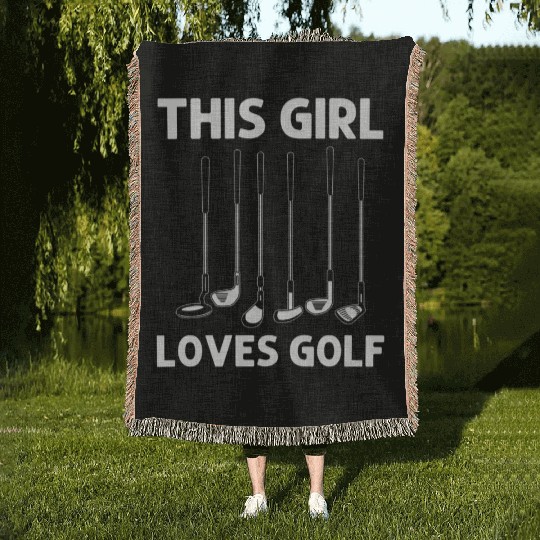 Funny Golf Design Kids Girls Golfing Sports Lover Woven Blankets