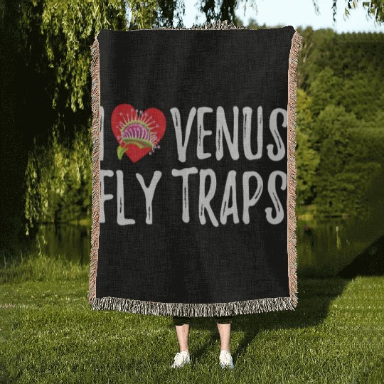 I Love Venus Flytrap Carnivorous Bite Me Woven Blankets