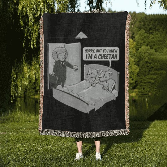 Cheating cheetah Woven Blankets