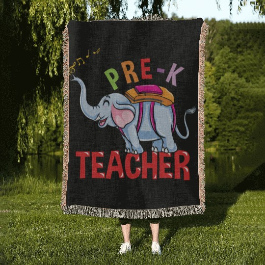 Back To School Elephant Pre-K Teacher Woven Blankets