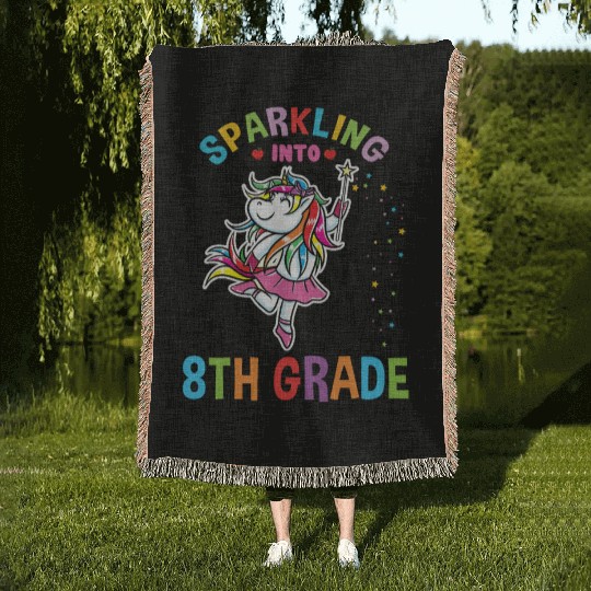 Sparkling Into 8th Grade Back To School Woven Blankets