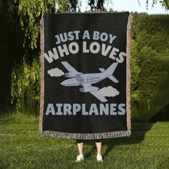 Just A Boy Who Loves Airplanes Toddler Baby Woven Blankets