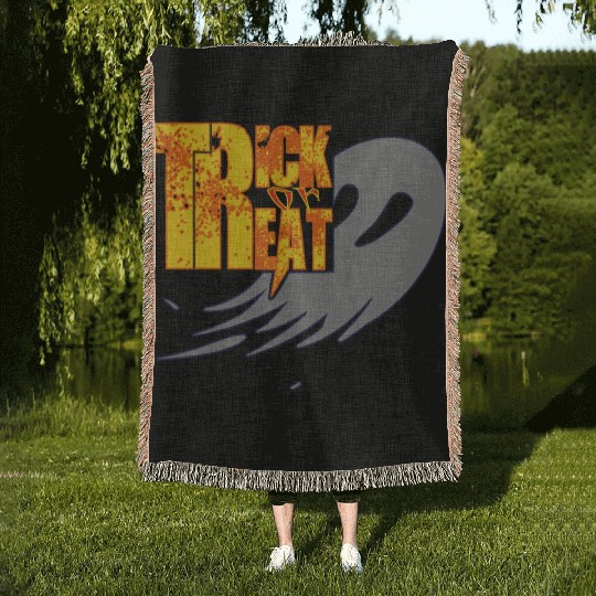 trick or treat Halloween day Woven Blankets