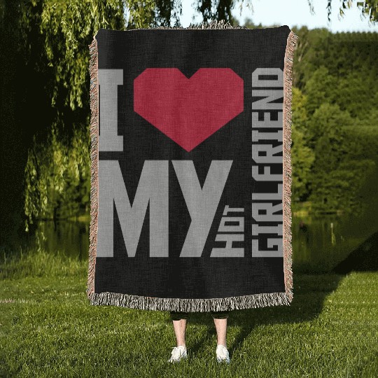 I love my girlfriend Woven Blankets