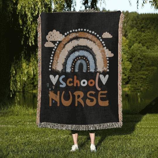 Cute Rainbow Leopard Print School Nurse Woven Blankets