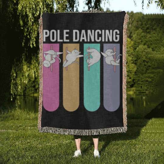 Cute Pole Dancing For Women Pole Dancing Cat Woven Blankets