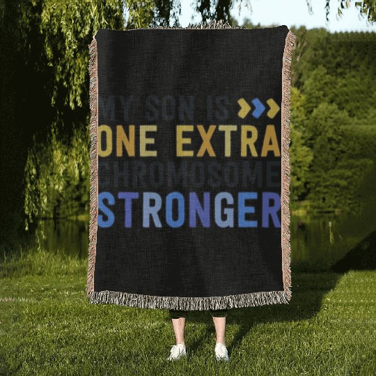 Family Down Syndrome Awareness My Son One Extra Woven Blankets