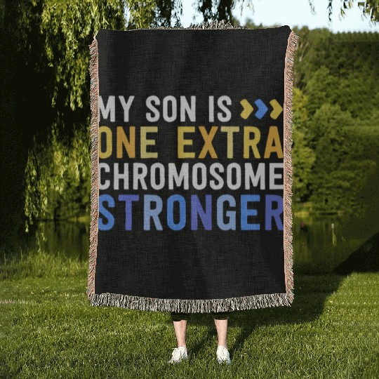 Family Down Syndrome Awareness My Son One Extra Woven Blankets