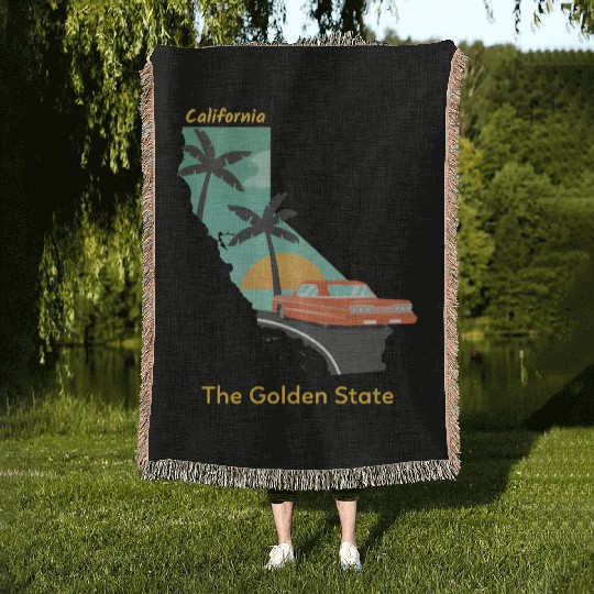 California The Golden State Woven Blankets