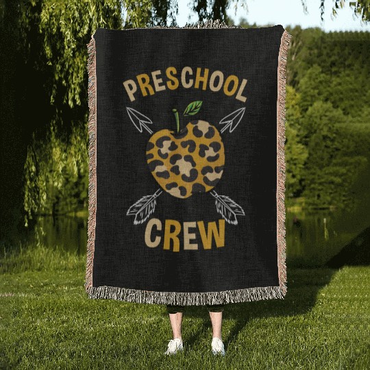 Preschool Back To School Crew Leopard Print Woven Blankets