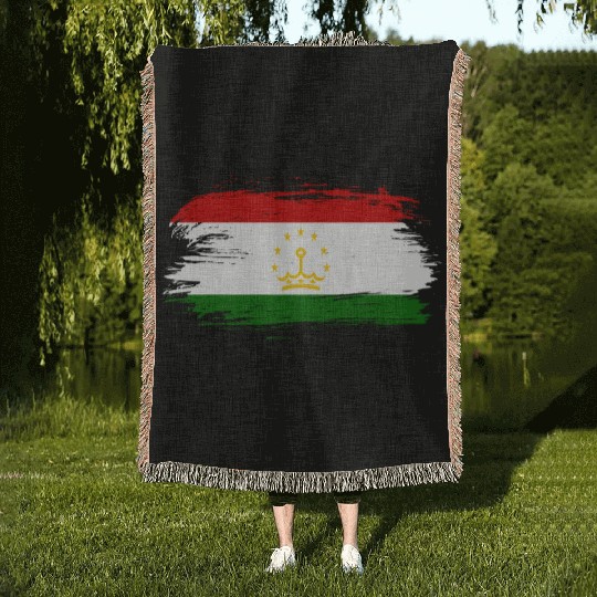 Tajikistan flag Woven Blankets