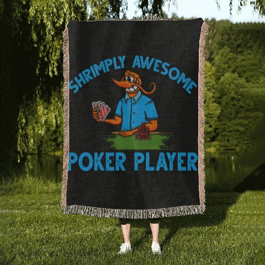 Funny Shrimp/Prawn Pun. Shrimply Awesome Poker Woven Blankets