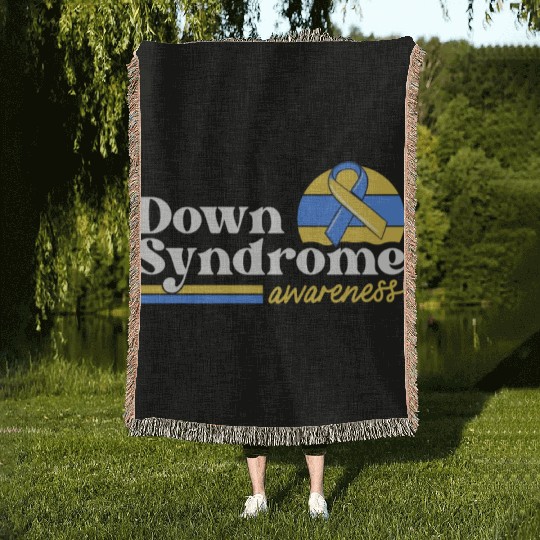 Down Syndrome Awareness Retro Sunset Yellow Blue Woven Blankets