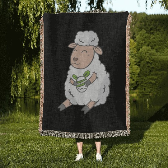 Cute Easter Egg Happy Animal Sheep Gift Woven Blankets