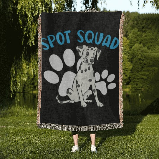 Spot Squad Paw Love Puppy Breeder Dalmatian Dog Woven Blankets