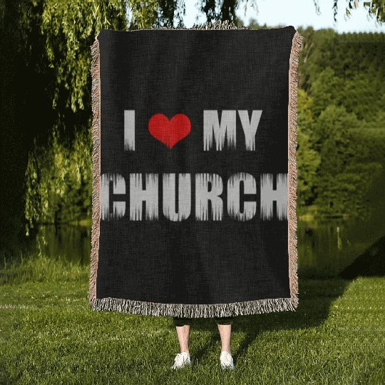Christian Gift I Love My Church Christian Woven Blankets