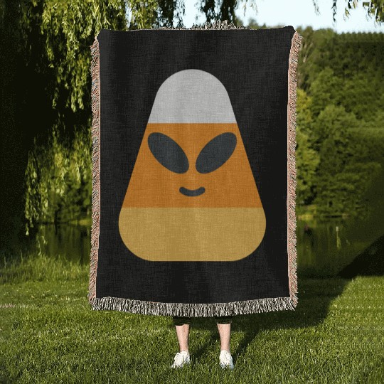 Alien Candy Corn Halloween Costume Woven Blankets