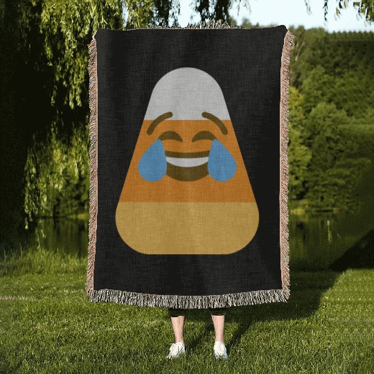 Laughing Candy Corn Halloween Costume Woven Blankets