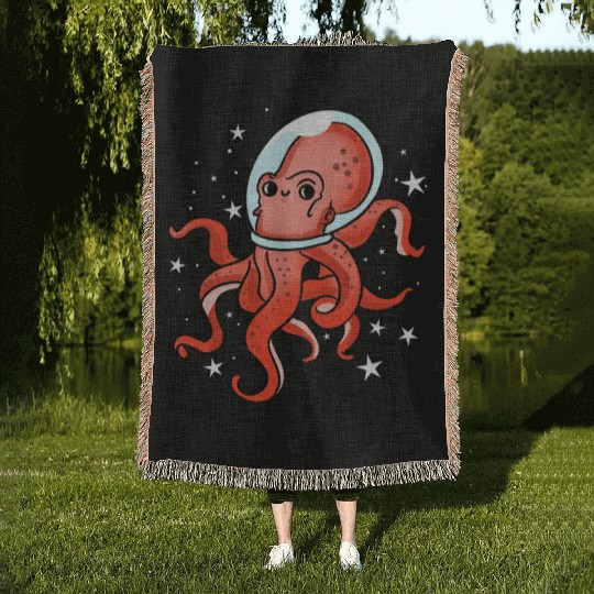 Octopus Astronaut For Octopus Lover Woven Blankets