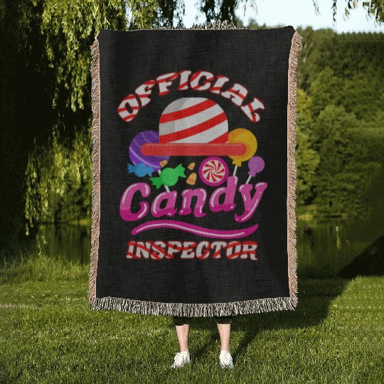 Official Candy Inspector For Halloween Woven Blankets