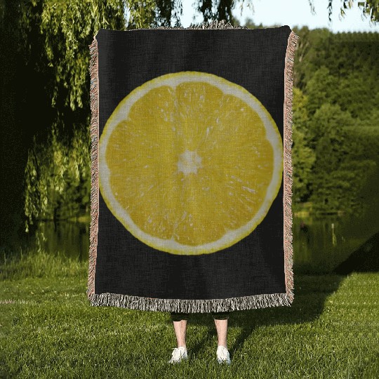 Radiate Positive Lemon Slice. Juicy Slice Lemon Woven Blankets