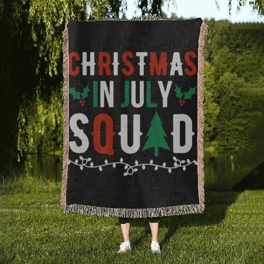 Christmas In July Squad Xmas Matching Family Woven Blankets
