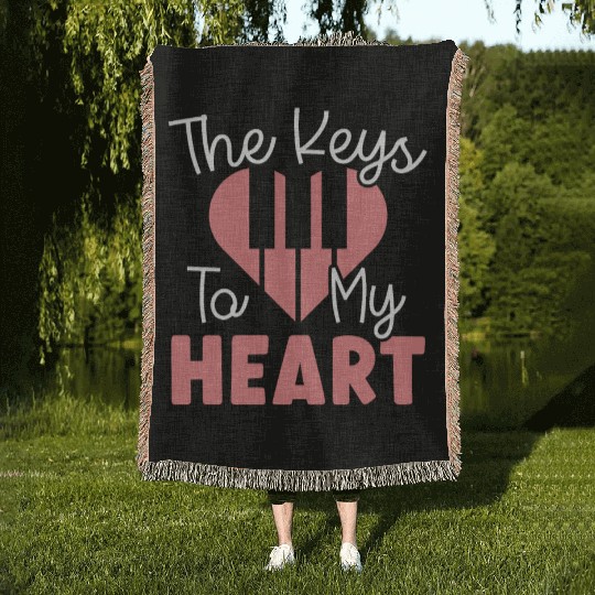The Keys To My Heart Piano Player Musician Music Woven Blankets