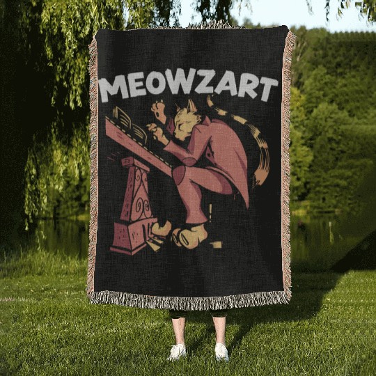 Meowzart Piano Cat Musician Musical Pianist Music Woven Blankets