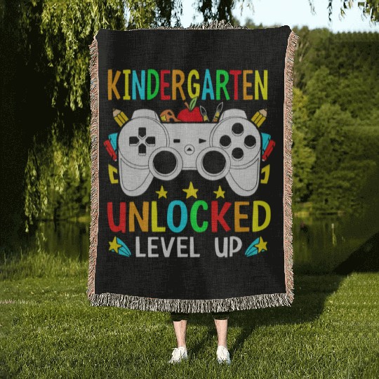 Kindergarten Unlocked Level Up Gamer Boys Back To Woven Blankets