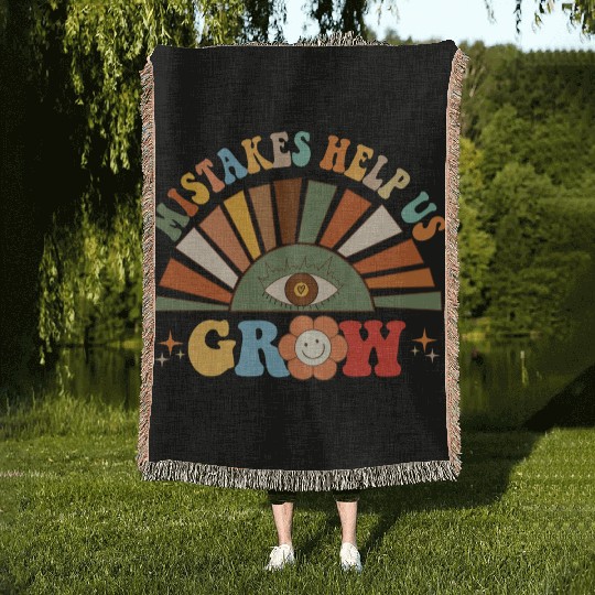 Mistakes Help Us Grow Groovy Growth Mind Mindset Woven Blankets